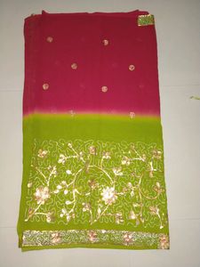 MAHENDI GREEN &amp; MAROON SAREE