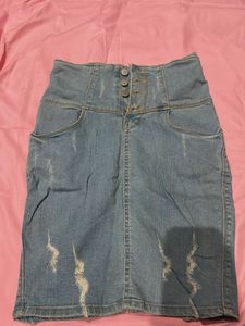High Waisted Denim Skirt