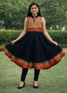 Ethnic black calf length Kurta