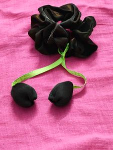 Cute Dark Brown Scrunchie with Ribbon
