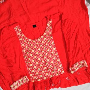Red Embroidered Kurti