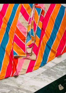 Vibrant Striped Kurta Set with Dupatta