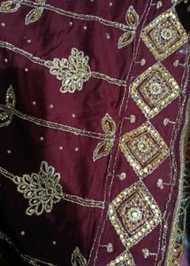 Embroidered Maroon Kurta Set