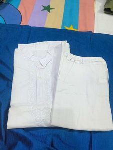 Classic White Embroidered Kurta Set