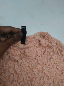 Peach Lace sheer shirt
