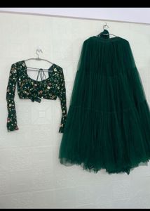 Emerald Green Sequined Lehenga Set