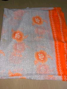 Beautiful Orange Floral Saree