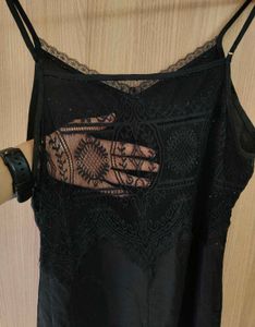 🖤 Elegant Black Satin Slip Dress 🖤