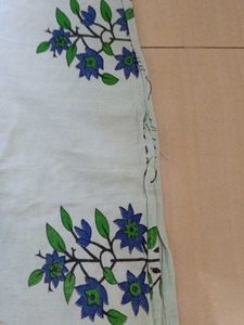 Blue Floral Print Cotton Kurta