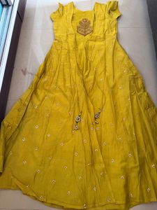 Yellow Anarkali Gown with Embellishments