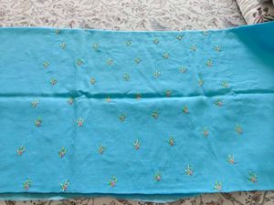 Blue Embroidered Dress Material