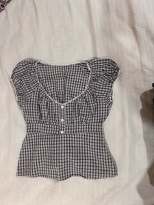 SAVANA Cute Gingham Button-Up Top
