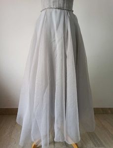 Elegant Grey Puff Sleeve Gown