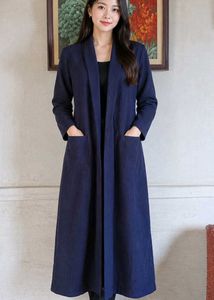 Elegant Navy Long Cardigan