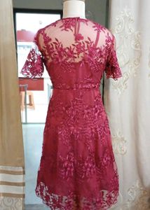 Vero Moda Maroon Lace Overlay Dress L