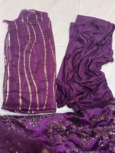 Elegant Purple Anarkali gown With Dupatta And Pent