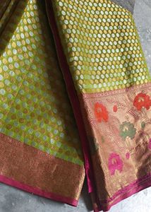 Fluorescent Green Saree