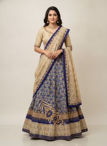 Beautiful Blue & Gold Embroidered Lehenga Choli