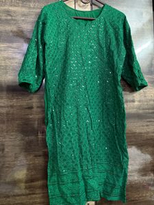 Green Embellished Kurta