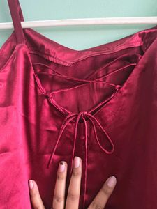 Satin Lace-Up Cami Top