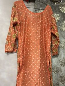 Gadwal bandhni double colour dress