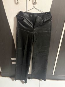 Black Faux Leather Wide Leg Pants