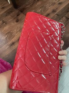 Chic Red Patent Quilted Clutch