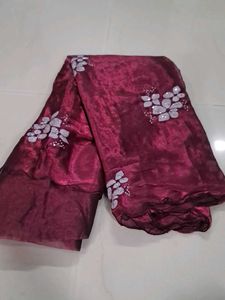Exquisite Maroon Embellished Saree