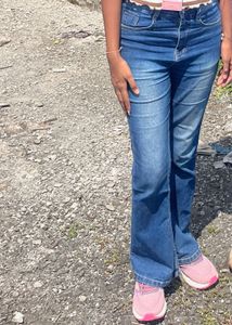 Flared Blue Denim Jeans