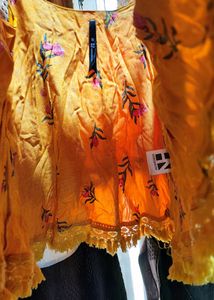 Yellow Printed Kurta Set with Tassels