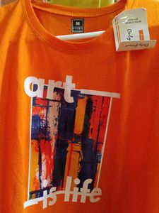 Orange "Art is Life" Graphic T-Shirt