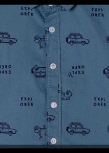 Boys Blue Car Print Shirt