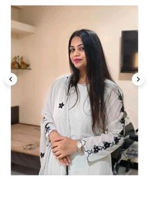Elegant White Kurta Set with Black Embroidery