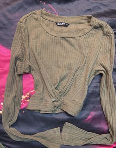 Olive Green Knit Crop Top