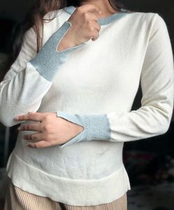 White &amp; Blue Trim Sweater