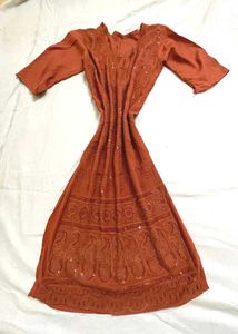 Women's Embroided Long Coral Kurti