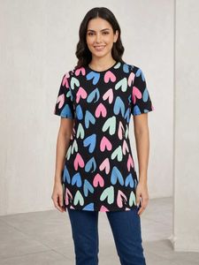 Cute Heart Print Black T-Shirt