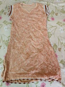 Peach Chikankari Kurta