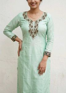 Elegant Mint Green Embroidered Kurta Set