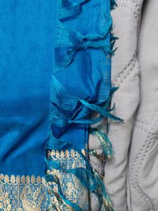 Elegant Blue Saree with Gold Border