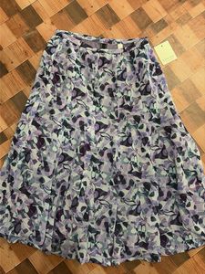 Purple Floral Midi Skirt
