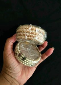 Elegant Beaded & Pearl Bangles Set