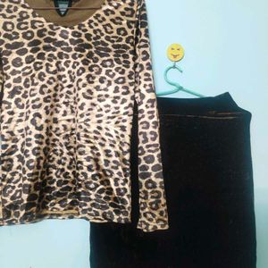 Animal Print Top & Skirt Set