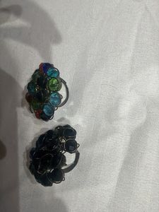 CONBO OF 2 Statement Black Gemstone Ring