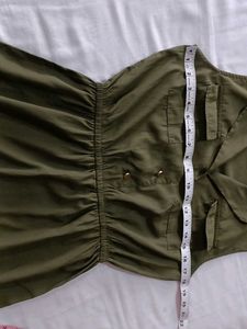 Olive Green Dress with Pockets