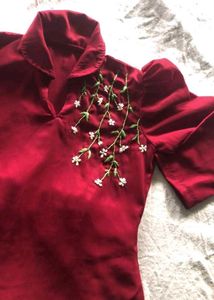 Burgundy Embroidered cord set