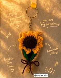 Handmade Crochet Sunflower Keychain