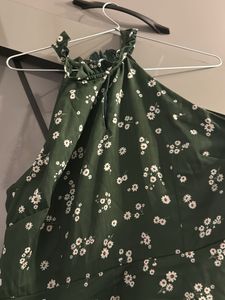 Green Floral Halter Dress
