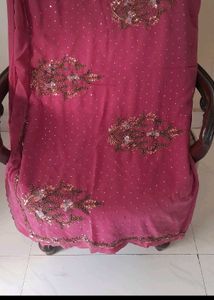 Pink Embellished Saree