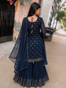 Stylish Navy Blue Kurta Set